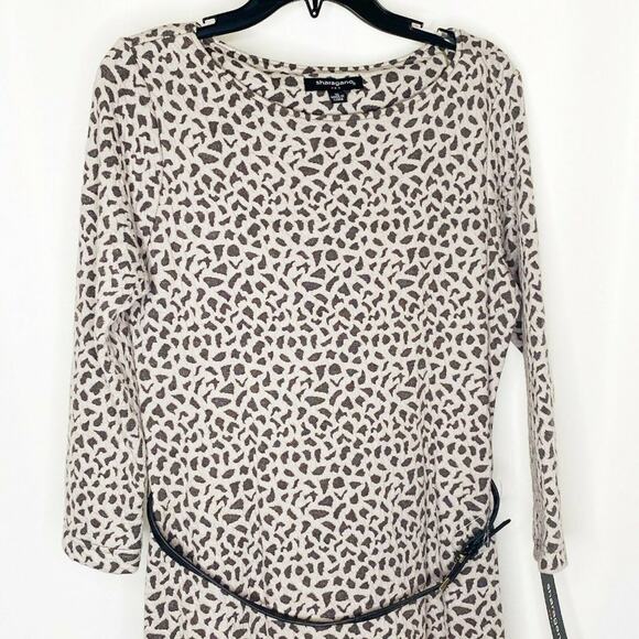 Sharagano Womens Safari Textured Knit Belted Sheath Dress Dark Charcoal 10 - Picture 2 of 7